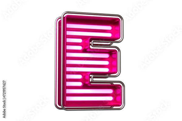 Fototapeta Lettering 3D with luminous lines character E. Flashing typography for creating titles, ad headers and eye-catching texts. High quality 3D rendering.