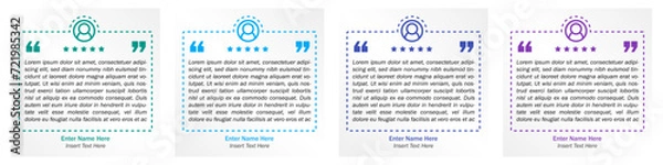 Fototapeta Square Testimonial Box Vector Template. Quotes Shape With Dotted Line