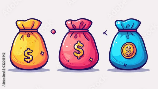 Obraz Money Bag Icon Isolated On White Background Vector Illustration Stock Illustration