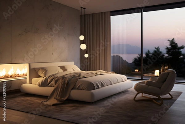 Obraz master bedroom with fireplace