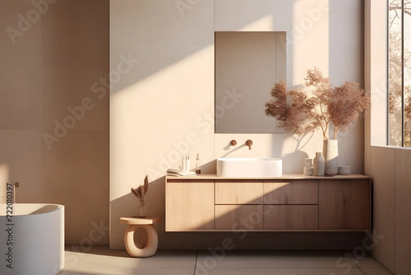 Obraz minimalist bathroom with a freestanding vanity
