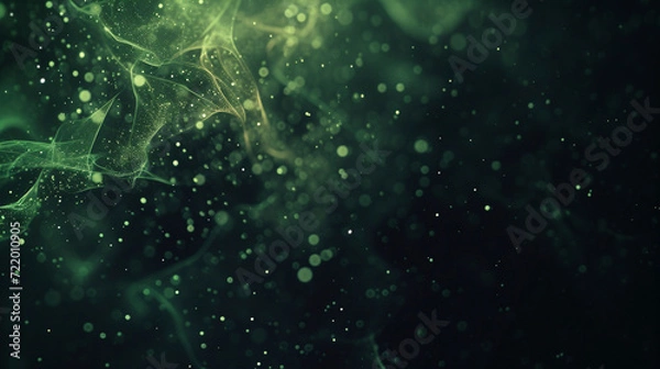 Fototapeta Abstract green neural network background
