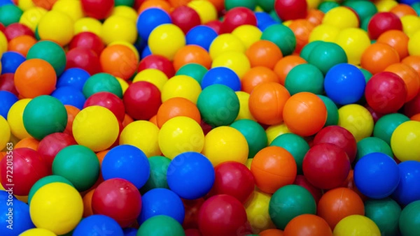 Fototapeta Full Frame Shot Of Colorful Balls - Dry pool, ball pit in playroom.