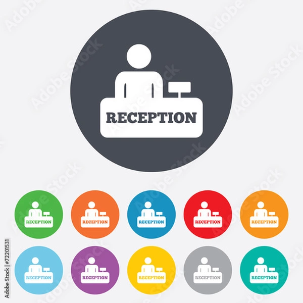 Obraz Reception sign icon. Hotel registration table.
