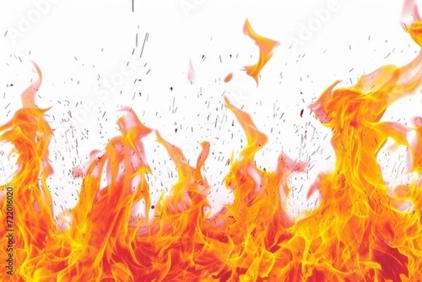 Fototapeta Fire flame with sparks on white background