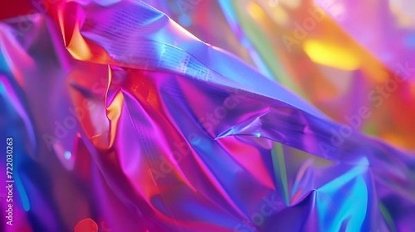 Fototapeta abstract background of colored crumpled foil close-up macro