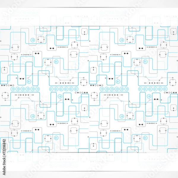 Fototapeta Abstract technological background with various technological ele