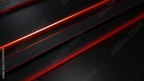 Fototapeta Dark Abstract Background With Red Neon Light Streaks Suitable For Modern Technology And Futuristic Designs. Generative AI