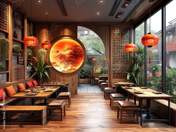 Fototapeta interior in a Chinese restaurant