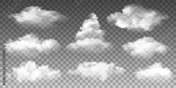 Fototapeta Realistic 3D vector isolated cloud on the transparent background