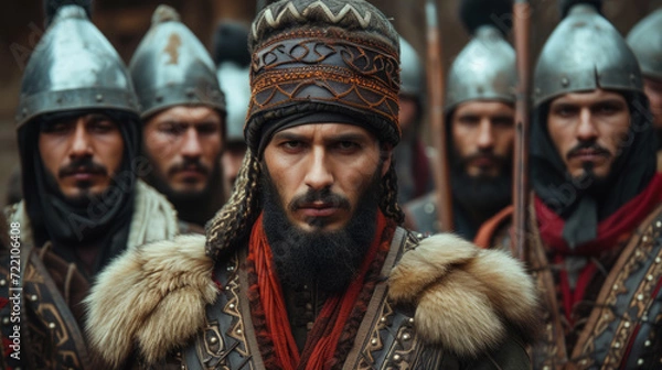 Fototapeta Ottoman Sehzade ( son of sultan ) commander with his army behind preparing for war.