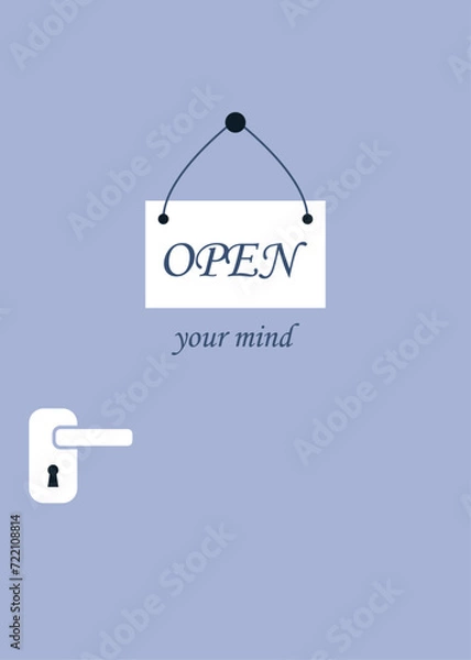 Obraz open your mind yoga and meditation lessons. image of the plaque on the door