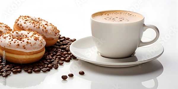 Fototapeta doughnuts and cup of coffee