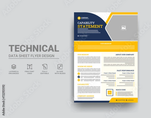 Obraz Technical Data Sheet Template Design