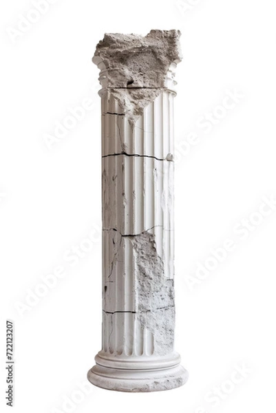 Fototapeta Isolated broken column on transparent background, PNG