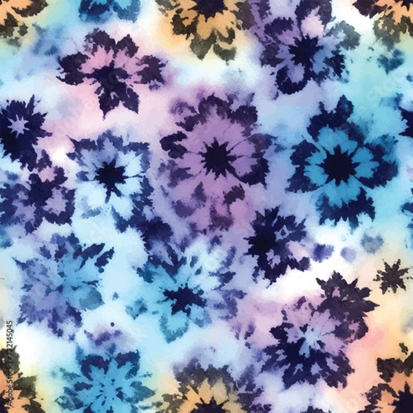 Fototapeta Seamless background with tai dye