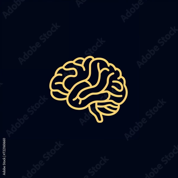Fototapeta single line trendy minimalist brain logo sign with silhouette for conspicuous flat modern logotype design
