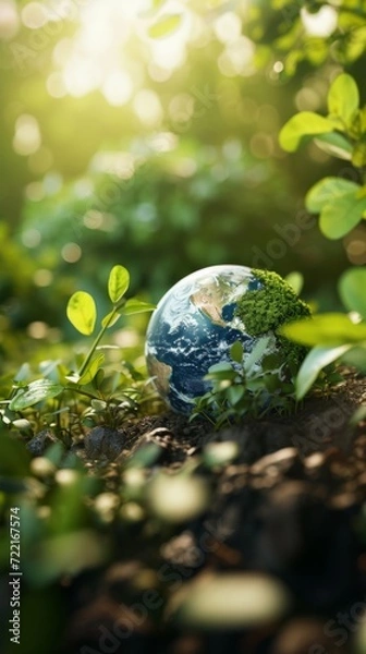Fototapeta green planet, world environment, earth day globe, eco-friendly environment, protect nature, save earth, concept of the environment, world earth day.