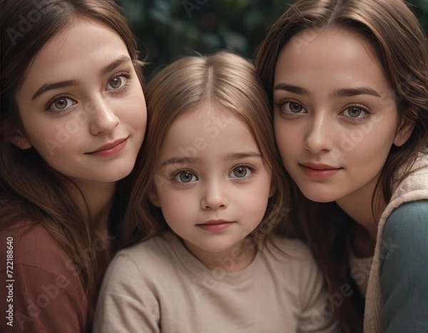 Fototapeta Radiant Togetherness: Capturing the Delight of a Happy Family with Their Cherished One