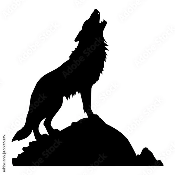 Fototapeta howling wolf icon illustration, howling wolf silhouette logo svg vector