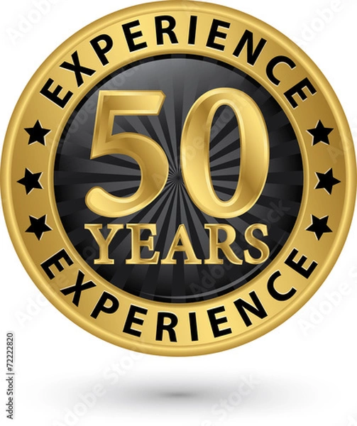 Obraz 50 years experience gold label, vector illustration