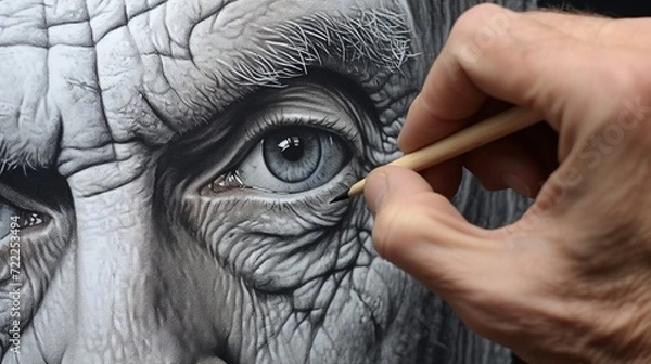 Obraz A painter using a stippling technique for texture.