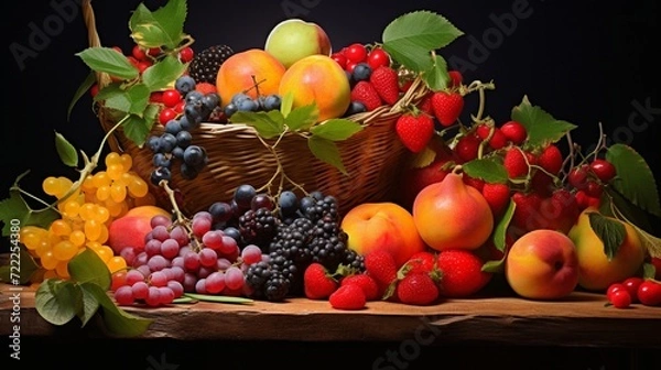 Fototapeta A still life arrangement of fruits for a painting.