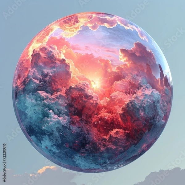 Obraz Surreal Spherical Cloudscape at Sunset