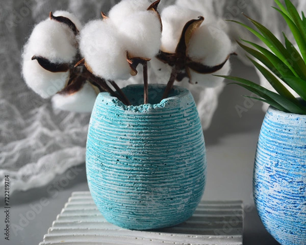 Obraz Ceramic vases on a gray background. Studio photography