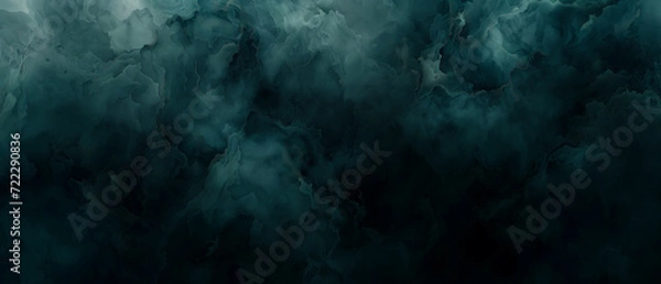 Obraz Distressed dark watercolor textures with green, black, blue. Water marks and grunge aesthetic. Graphic resource background and wallpaper