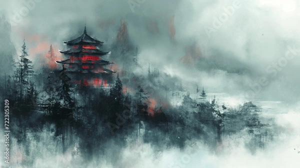 Obraz misty mountain landscape