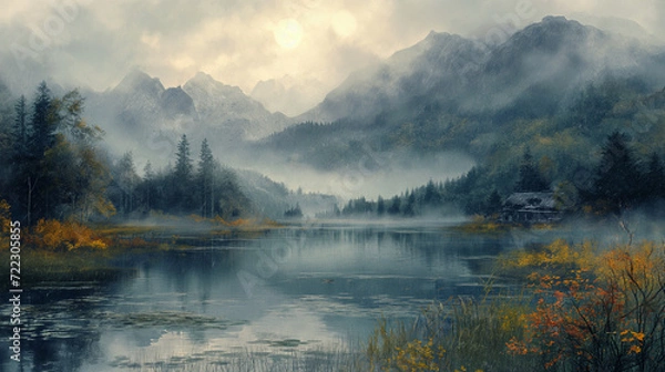 Obraz mist over the lake