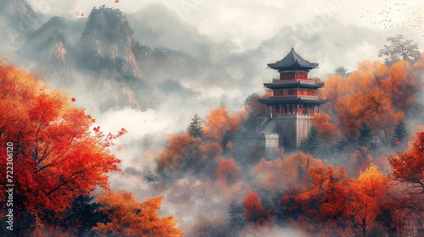 Obraz misty mountain landscape