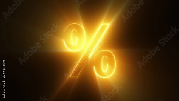 Obraz Neon percent sign. Computer generated 3d render