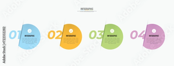 Fototapeta Vector infographic template design with 4 options or steps data visualization infographic design. Can be used for process diagram, presentations, workflow layout, banner, flow chart, info graph.