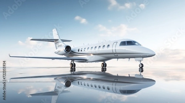 Fototapeta Executive Private Jet Soaring High in the Blue Sky - AI Generated