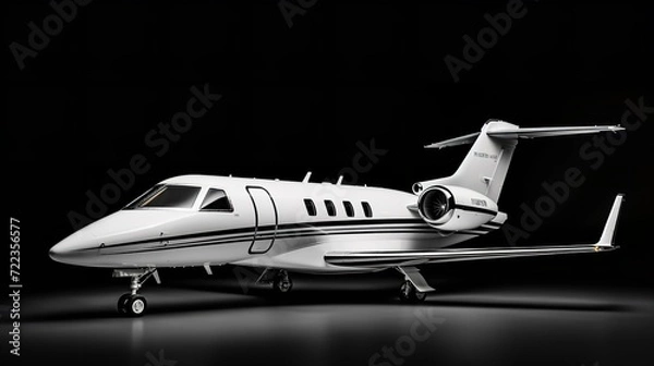 Fototapeta Elegant Private Jet Parked on Tarmac Ready for Takeoff - AI Generated