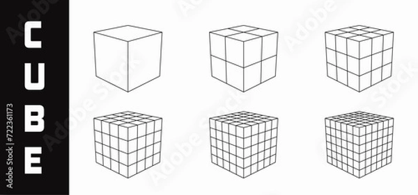 Fototapeta Set of cubes. Collection of design elements. Vector illustration, isolated background