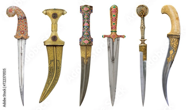 Obraz Ancient ornate dagger set isolated