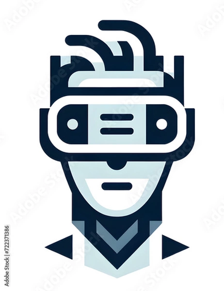 Fototapeta Modern Tech-Human Hybrid Avatar, Gender-Neutral Face with Abstract Wavy Hair – Concept of AI, Virtual Reality, and Human-Computer Interaction Evolution