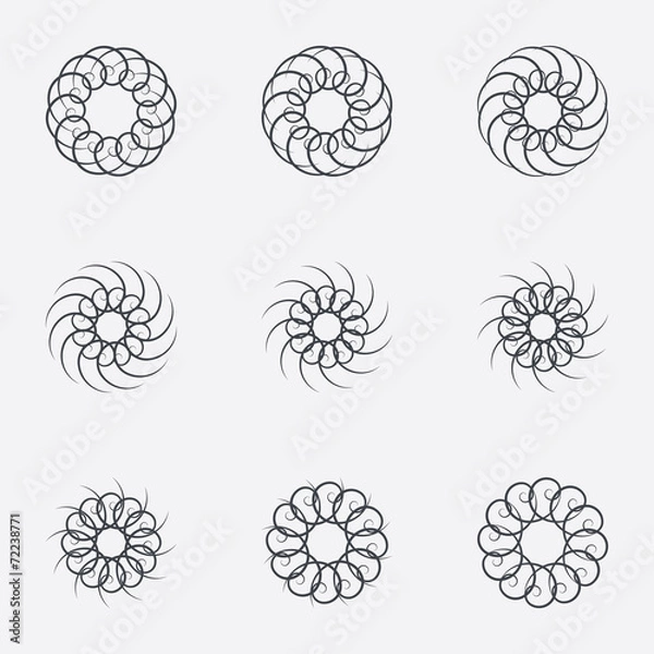 Fototapeta Circle geometric ornaments. Spirographs set.