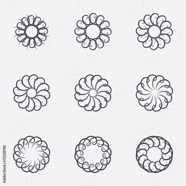 Fototapeta Circle geometric ornaments. Spirographs set.