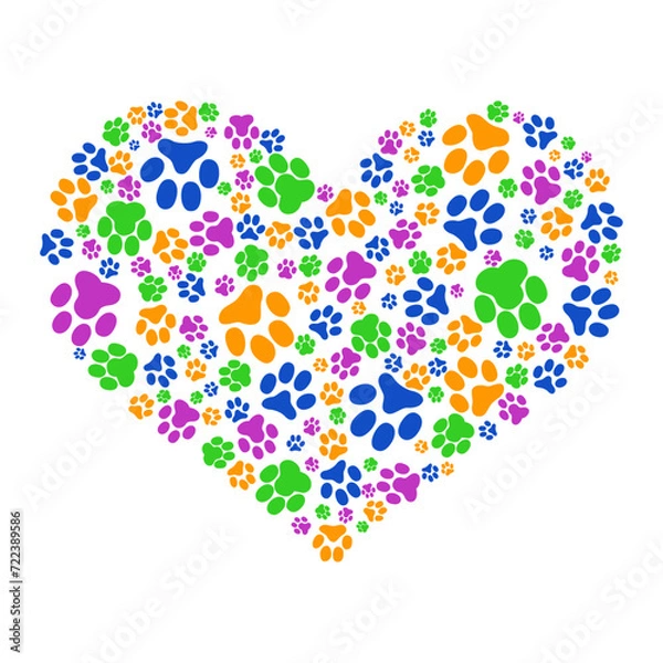 Obraz Heart with Cat's steps vector illustration