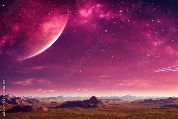 Fototapeta Fantasy Galaxy Landscape Background. Generative AI