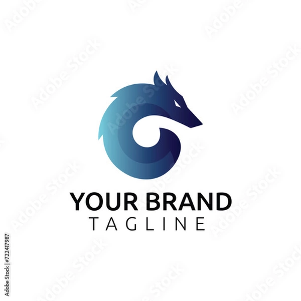 Obraz Letter C with Wolf head logo design