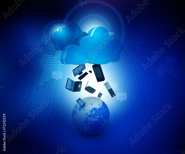 Obraz 3d render of Cloud computing concept design.