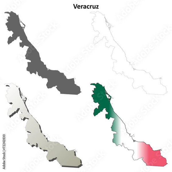 Fototapeta Veracruz blank outline map set