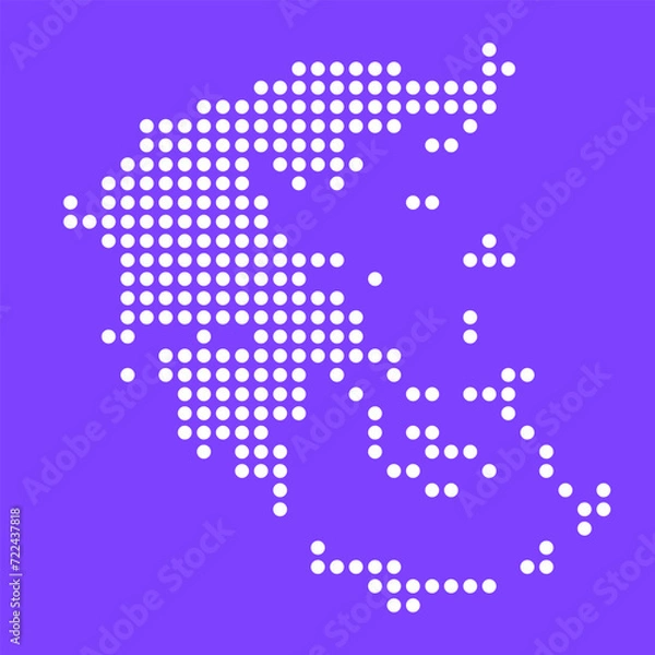 Fototapeta Vector square pixel dotted map of Greece isolated on background.
