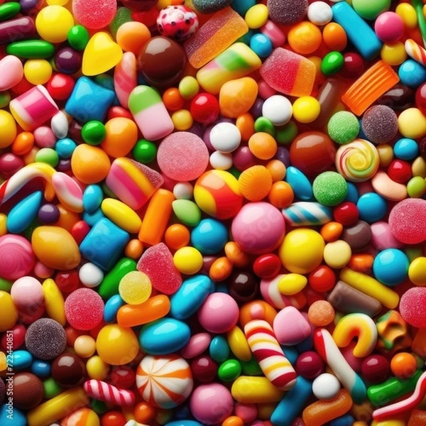 Fototapeta Sweet Waves: Assorted Candies Against a Captivating Background
