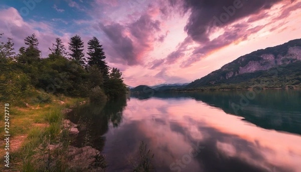 Obraz sunset over the lake